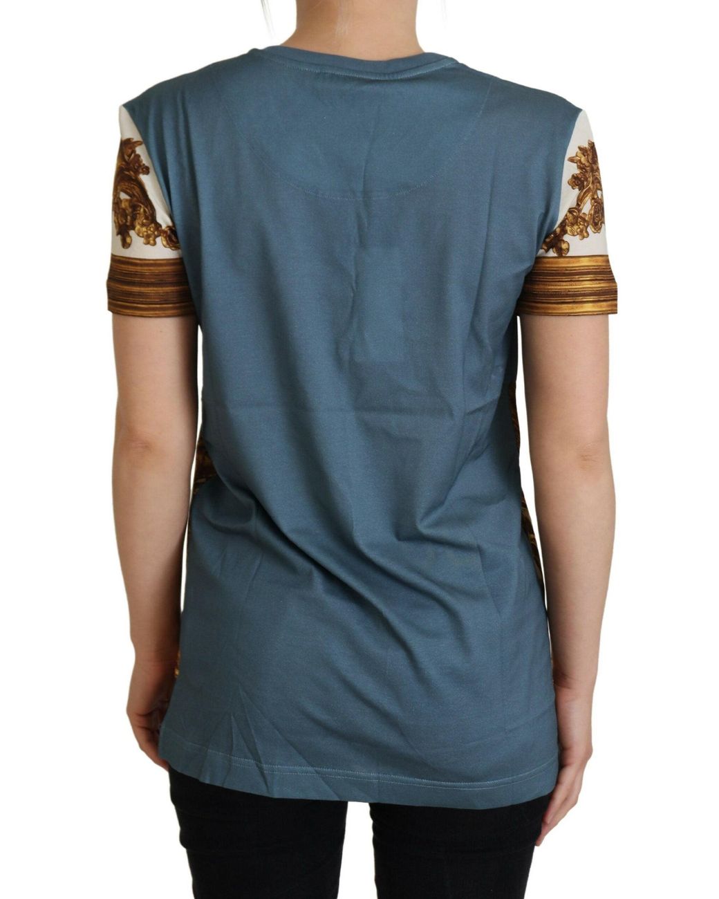 Dolce & Gabbana Blue Dg Logo Angel Printed Shirt Top Cotton