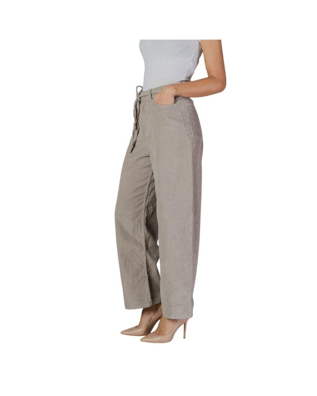 ONLY Gray Beige Cotton Jeans & Pant