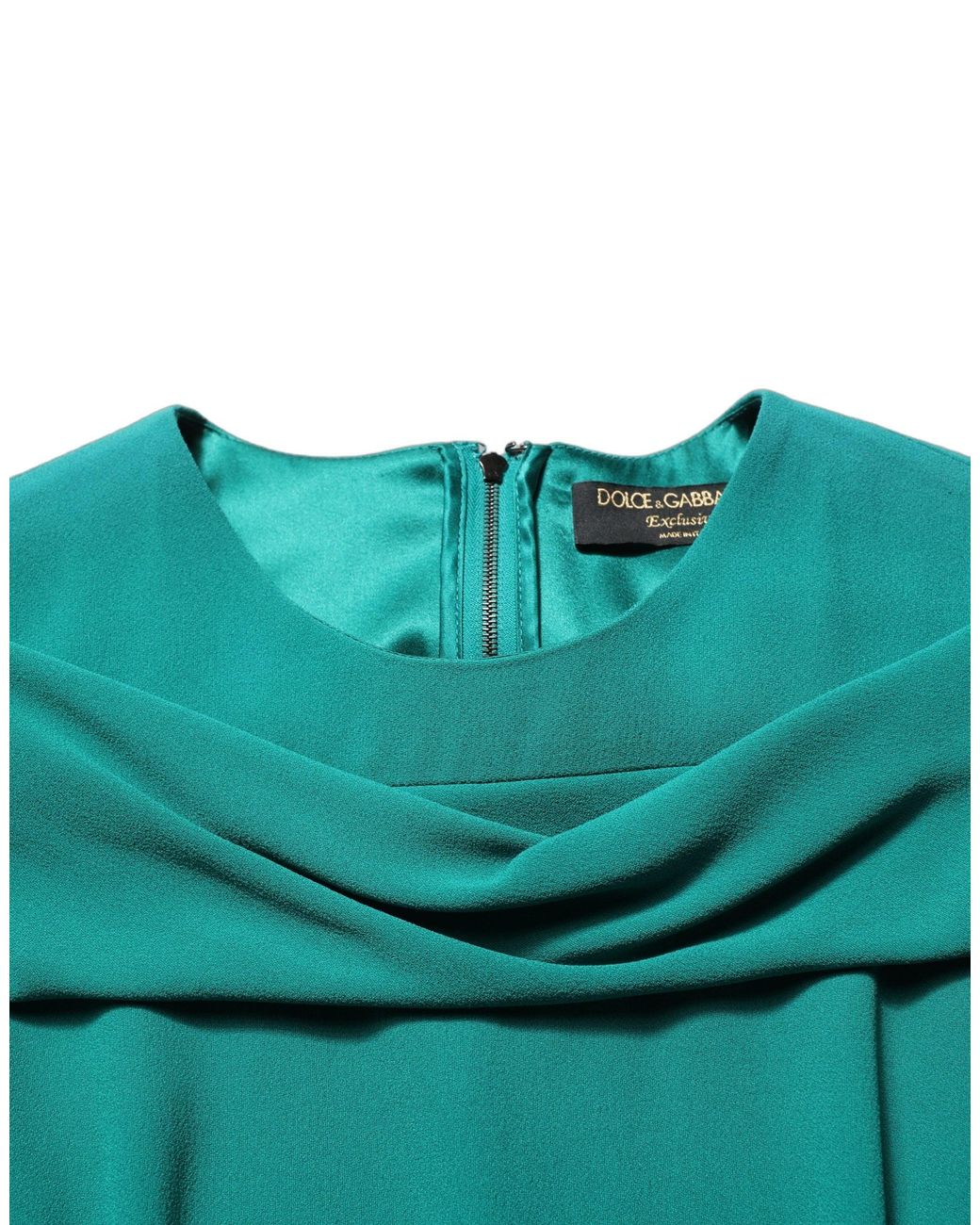 Dolce & Gabbana Green Round Neck Long Sleeves Gown Dress