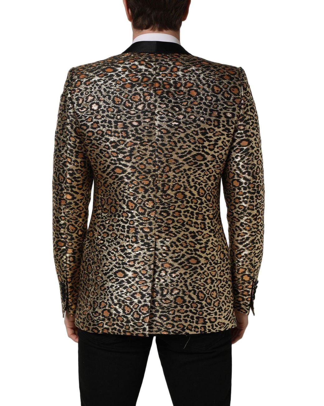 Dolce & Gabbana Black Gold Leopard Single Breasted Men Coat Jacket for men