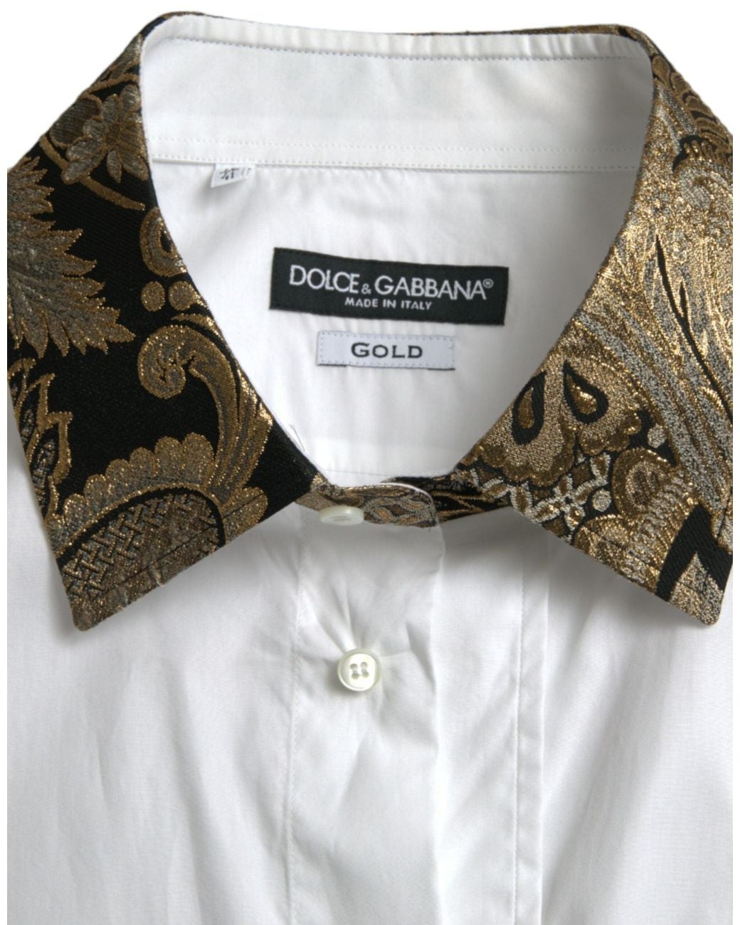Dolce & Gabbana White Cotton Jacquard Formal Dress Shirt for men