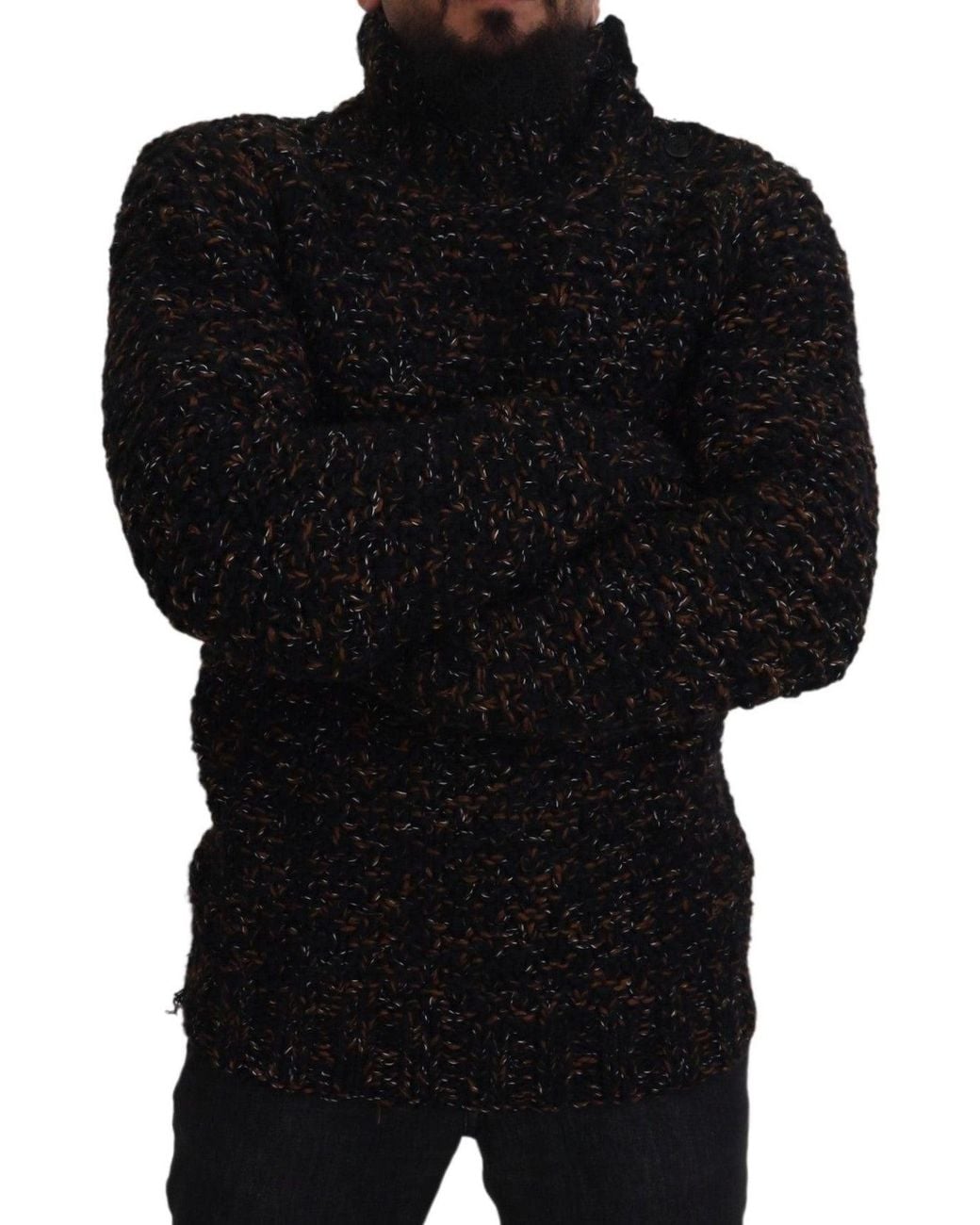 Dolce & Gabbana Black Handmade Turtleneck Sweater for men