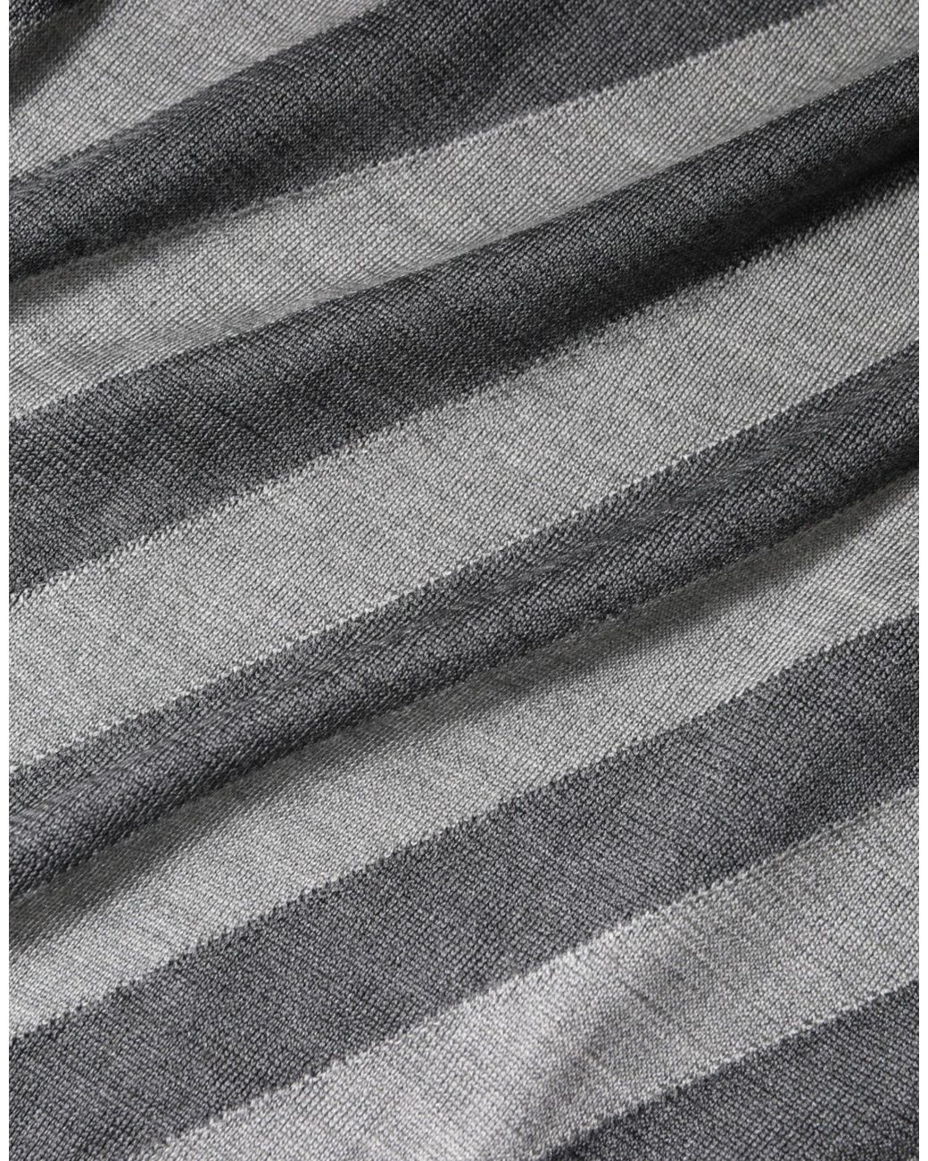 Dolce & Gabbana Gray Stripes Long Sleeve Round Neck Pullover Sweater for men