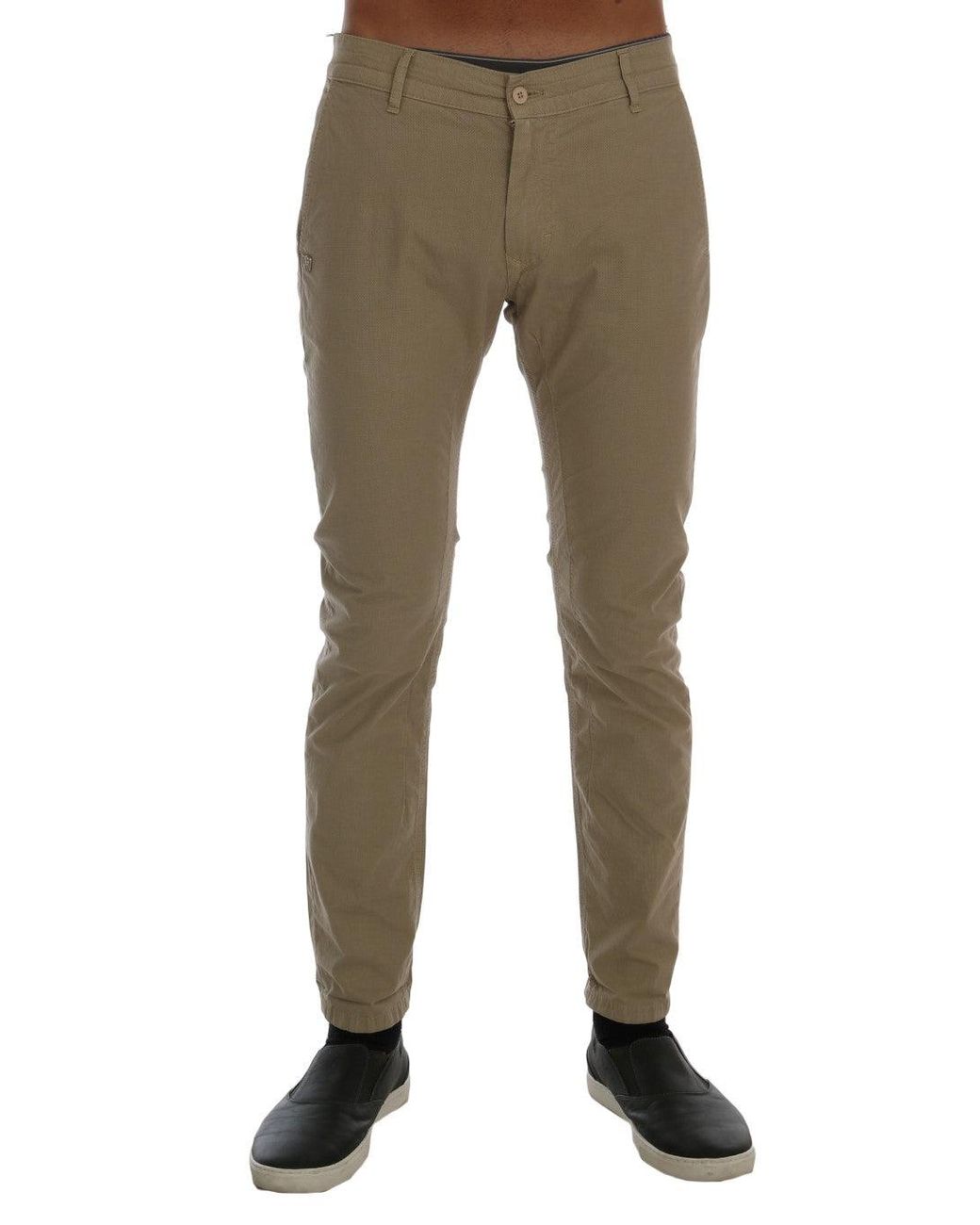 Daniele Alessandrini Natural Cotton Stretch Slim Fit Trouser Beige Tsh1382 for men