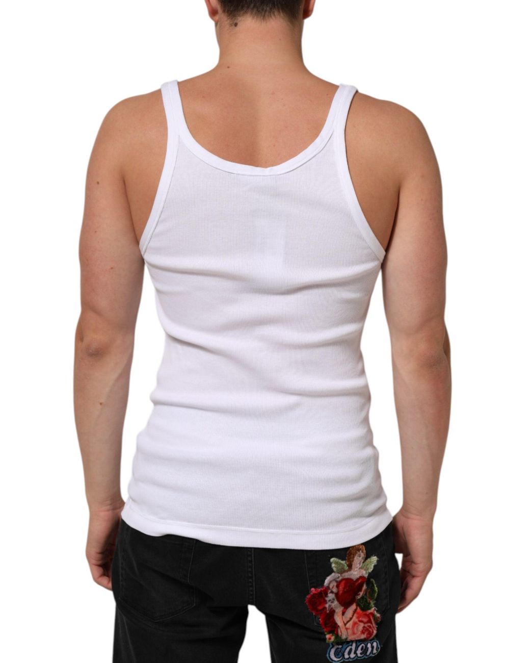 Dolce & Gabbana White Ribbed Tank Top for men