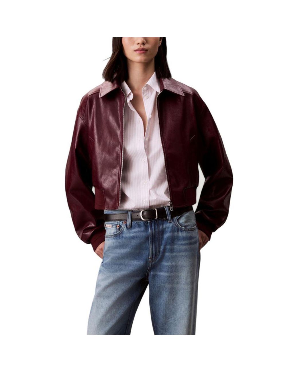 Calvin Klein Red Bordeaux Polyethylene Leather Jacket