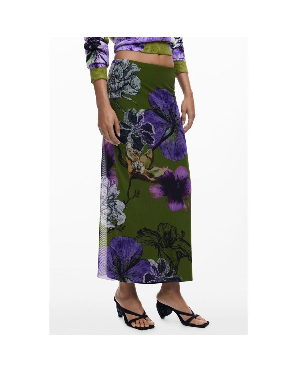 Desigual Green Polyester Skirt