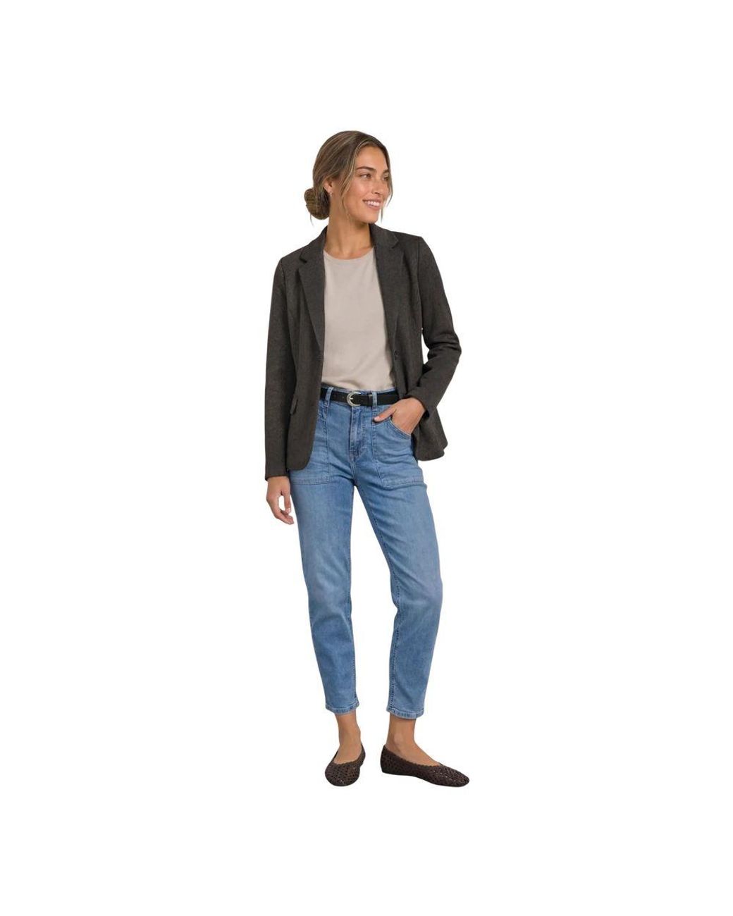 Street One Blue Brown Polyester Blazer