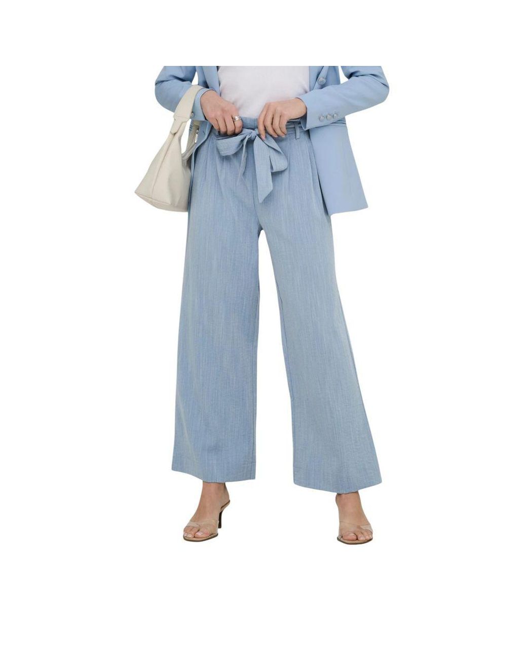 ONLY Blue Viscose Casual Pants