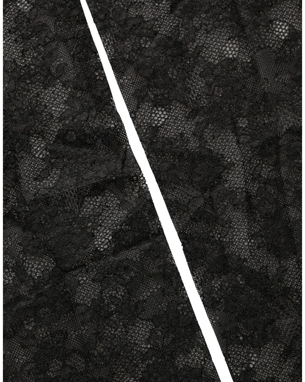 Dolce & Gabbana Black Floral Lace Nylon Stretch Knee High Socks
