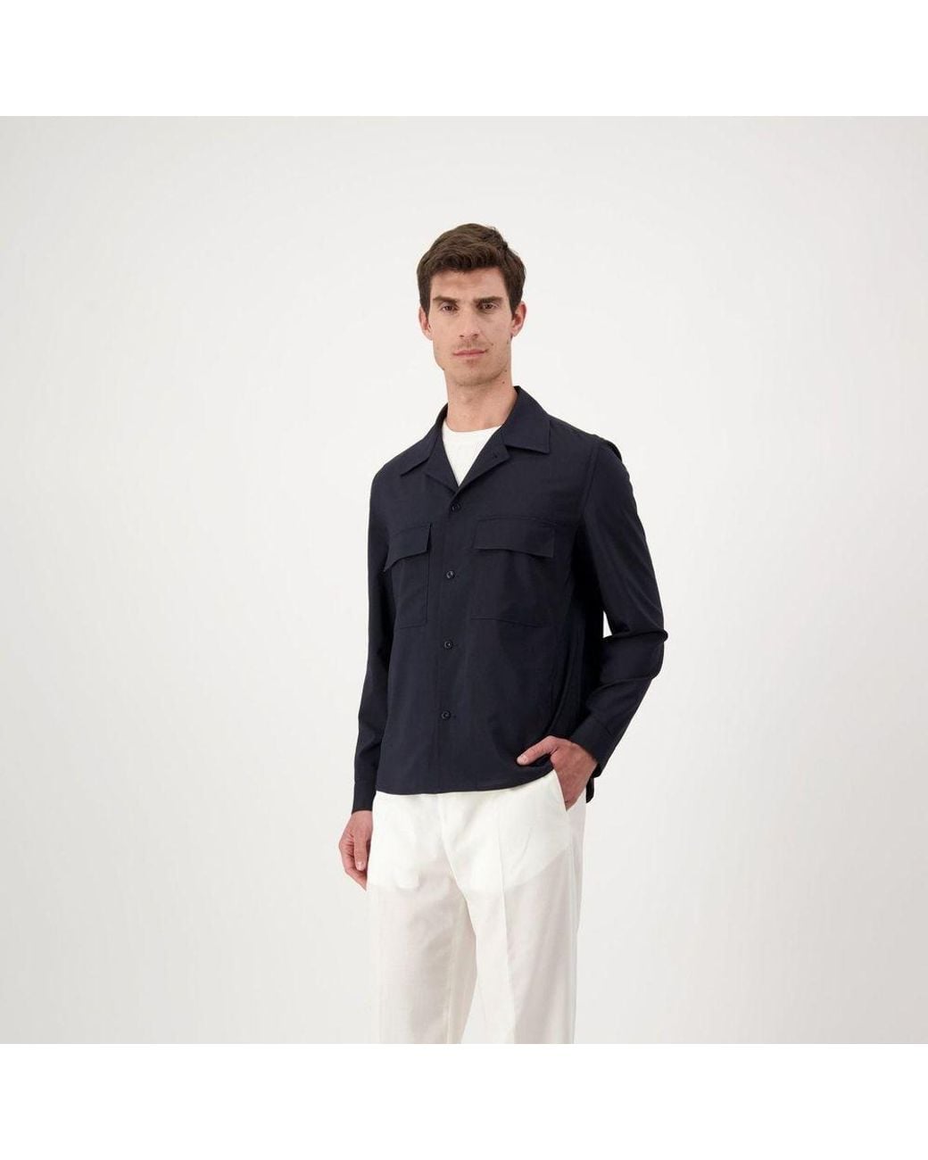 AUTORE Navy Blue Virgin Wool Jacket for men