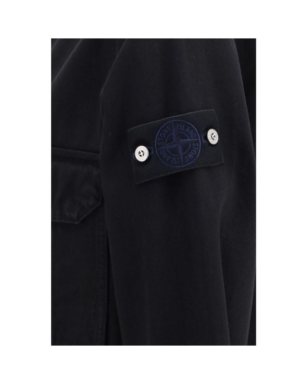 Stone Island Blue Black Cotton Denim Jacket for men