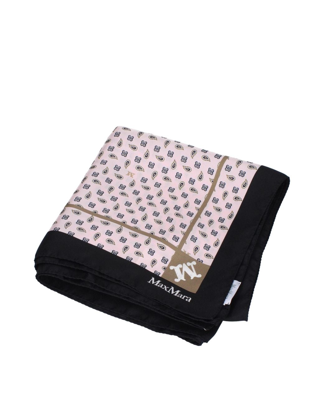 Max Mara Black Pink Silk Foulard