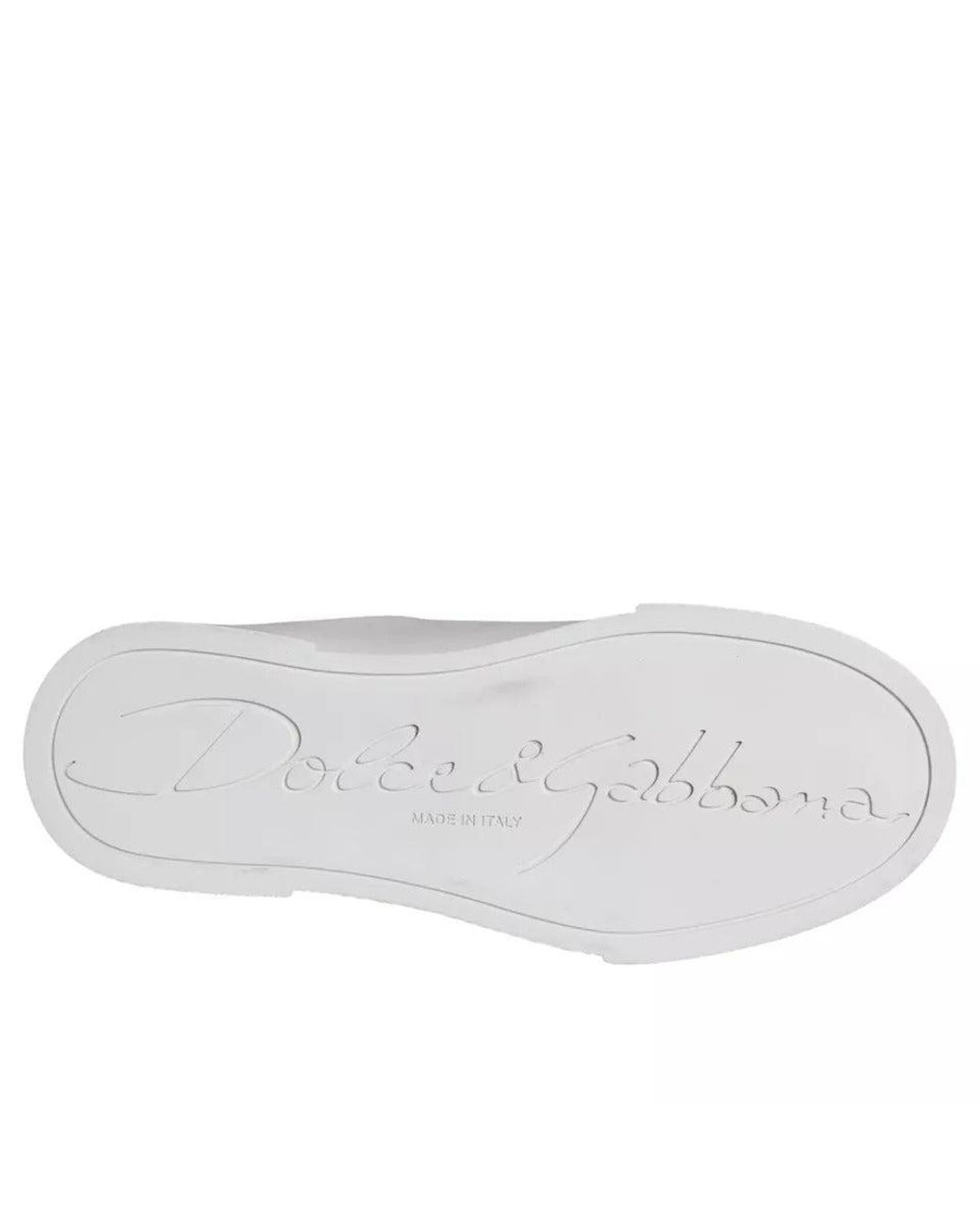 Dolce & Gabbana Gray Patch Calfskin Nappa Portofino Sneakers Shoes