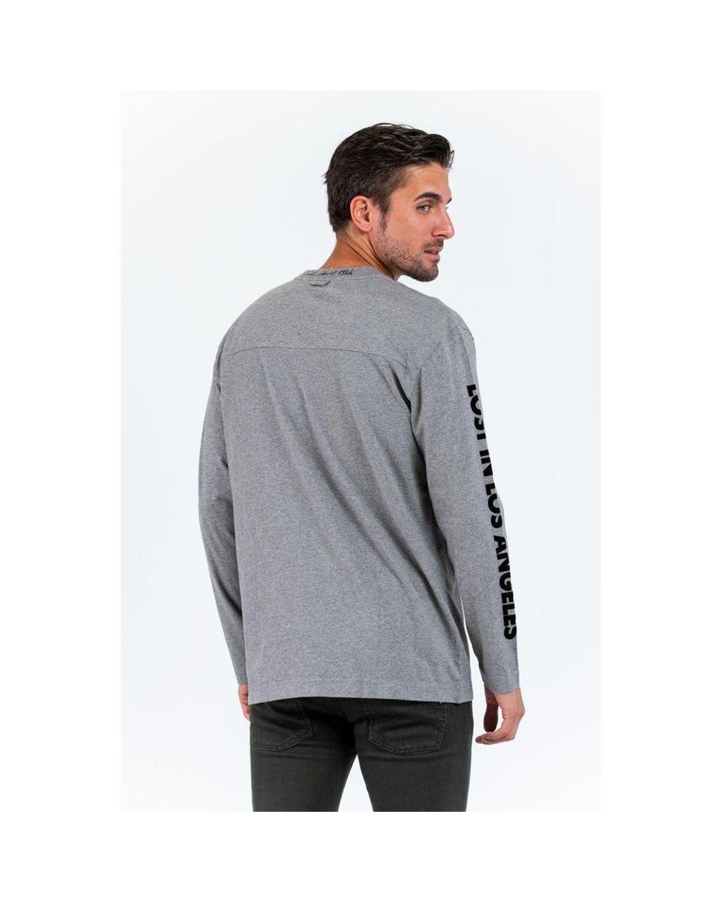 Gas Gray Cotton Long Sleeve T for men