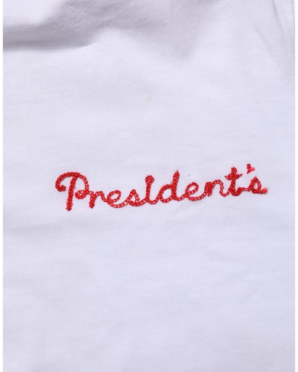 President's White Logo Embroidery Cotton Men Crew Neck T for men