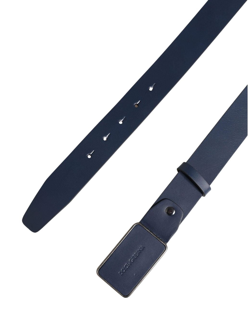 Dolce & Gabbana Blue Leather Logo Metal Buckle Belt for men