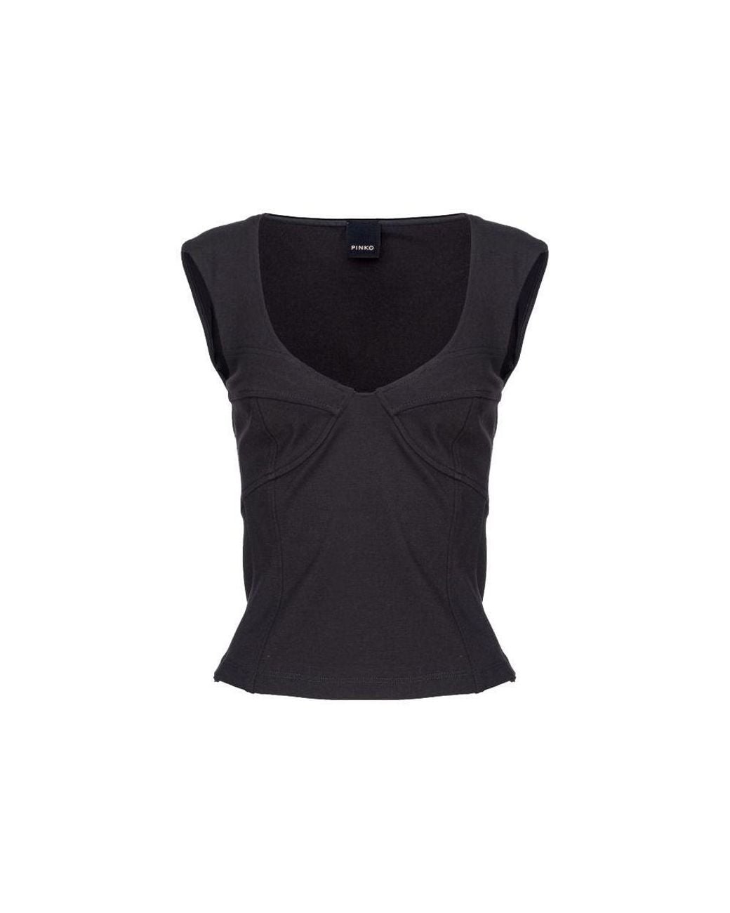 Pinko Black Square Neck Sleeveless Top