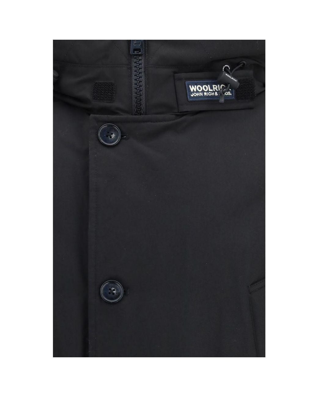 Woolrich Blue Black Cotton Shell Jacket for men