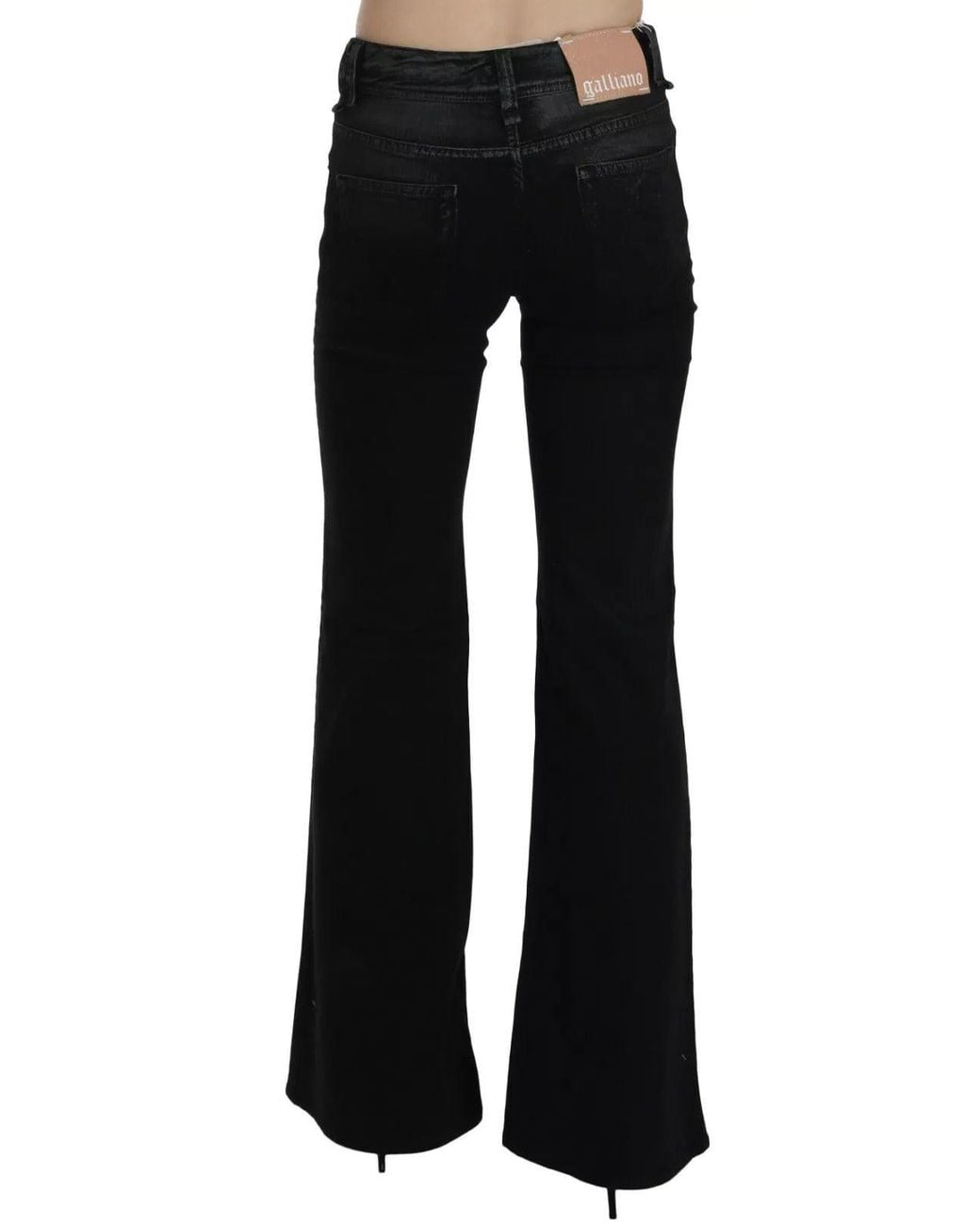 John Galliano Black Washed High Waist Flared Denim Casual Pants Jeans