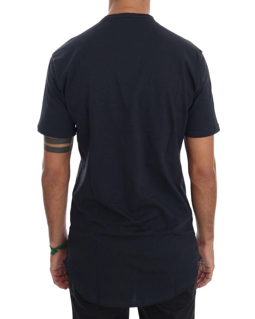 Daniele Alessandrini Cotton Crewneck T-shirt Blue Tsh1323 for men