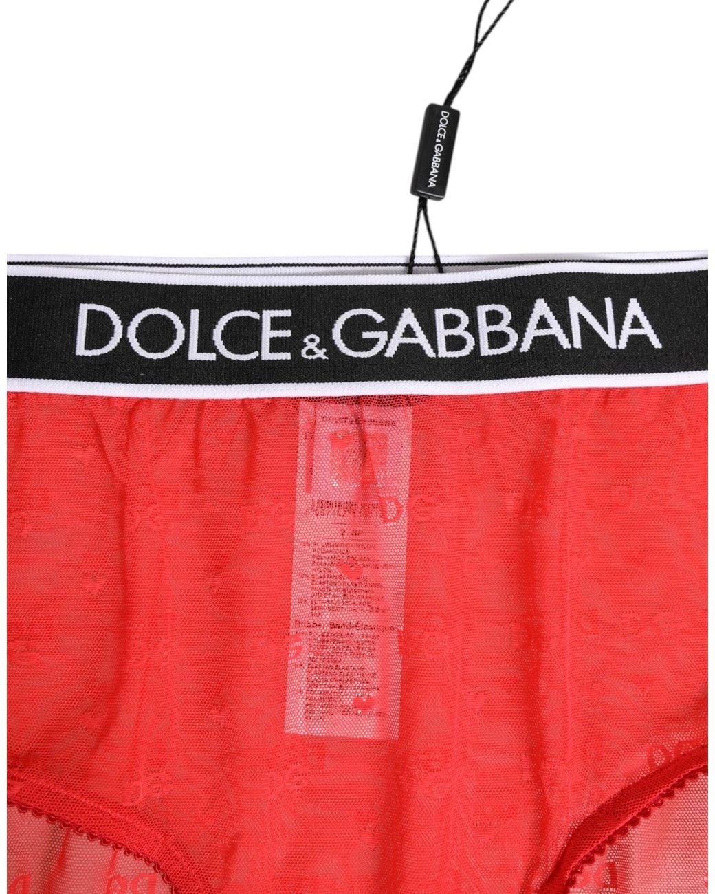 Dolce & Gabbana Red Nylon Logo Waistband Brief Panty Underwear 07+Pa Clothing