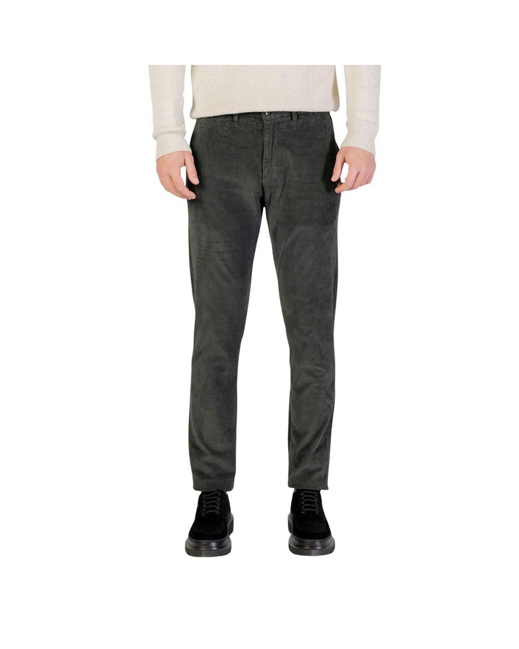Borghese Black Green Cotton Casual Pants for men
