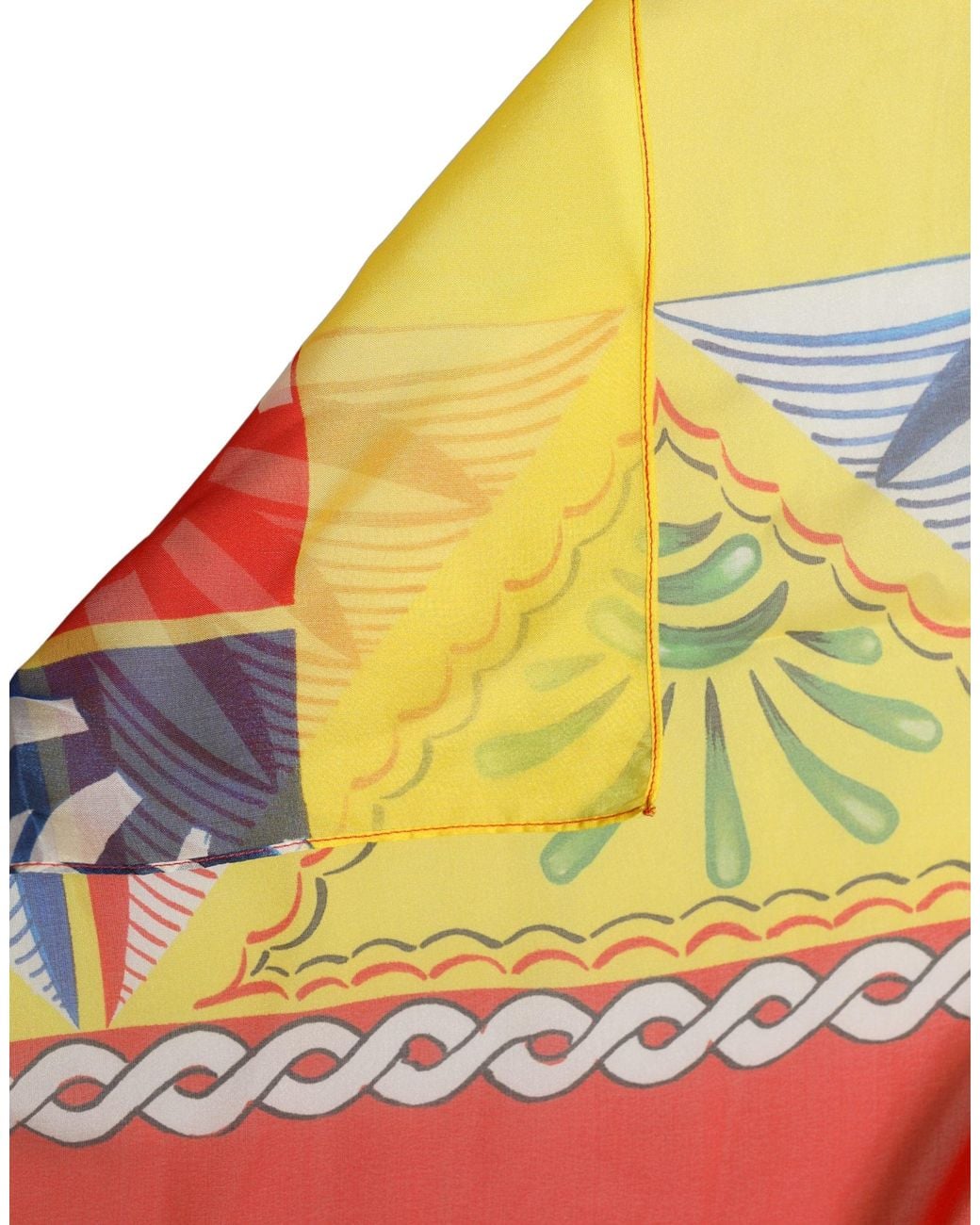 Dolce & Gabbana Red Multicolor Silk Printed Square Foulard Scarf