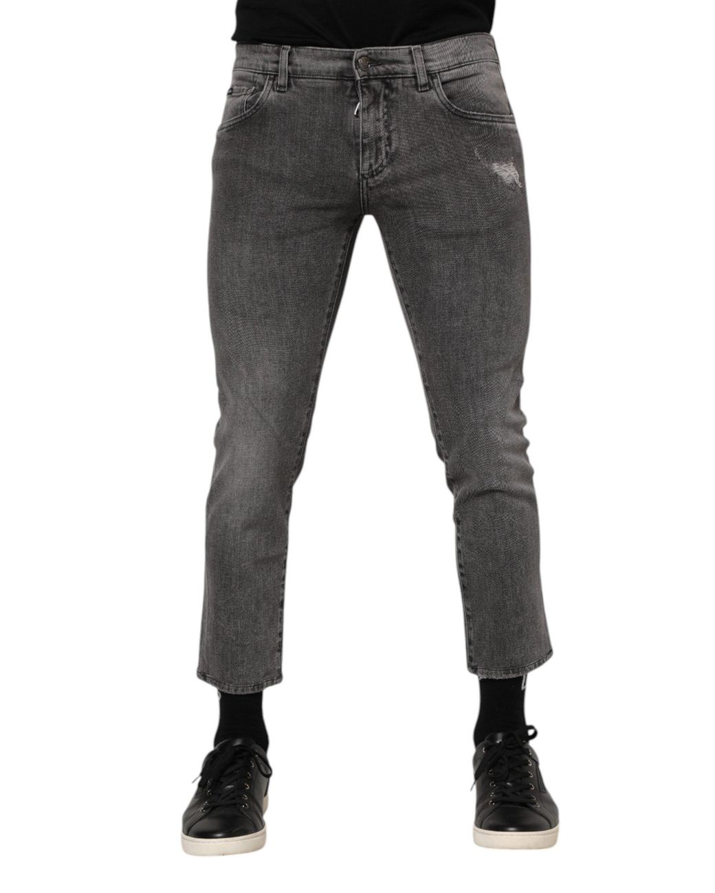 Dolce & Gabbana Gray Distressed Slim Jeans for men