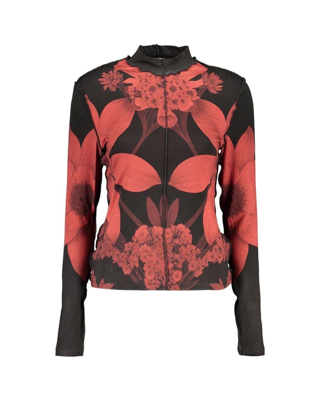 Desigual Red Black Viscose S Sweater