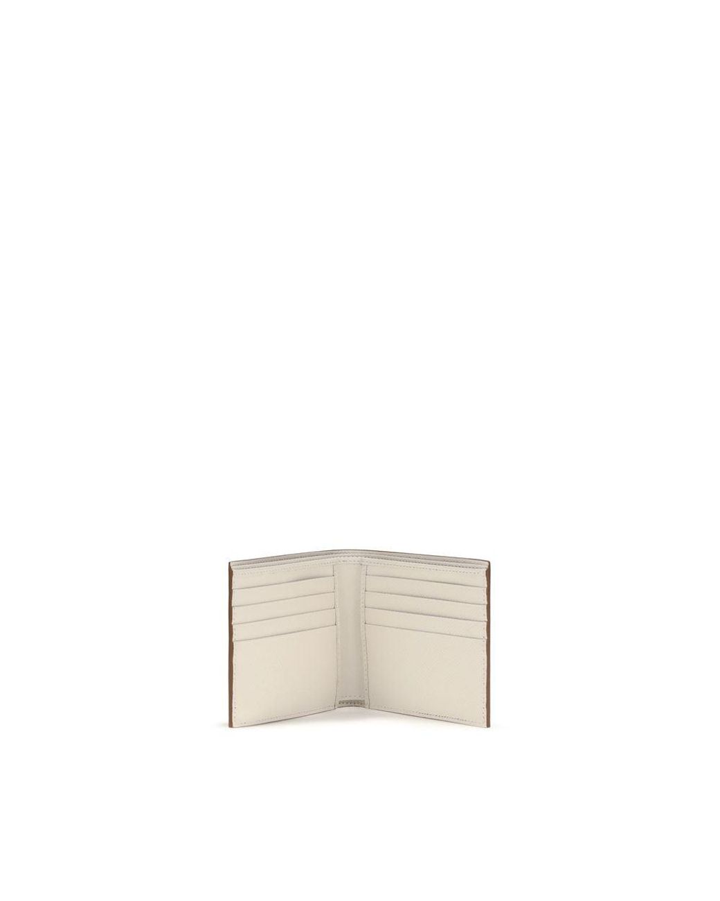 Prada Brown Beige Calf Leather Bos Taurus Wallet for men