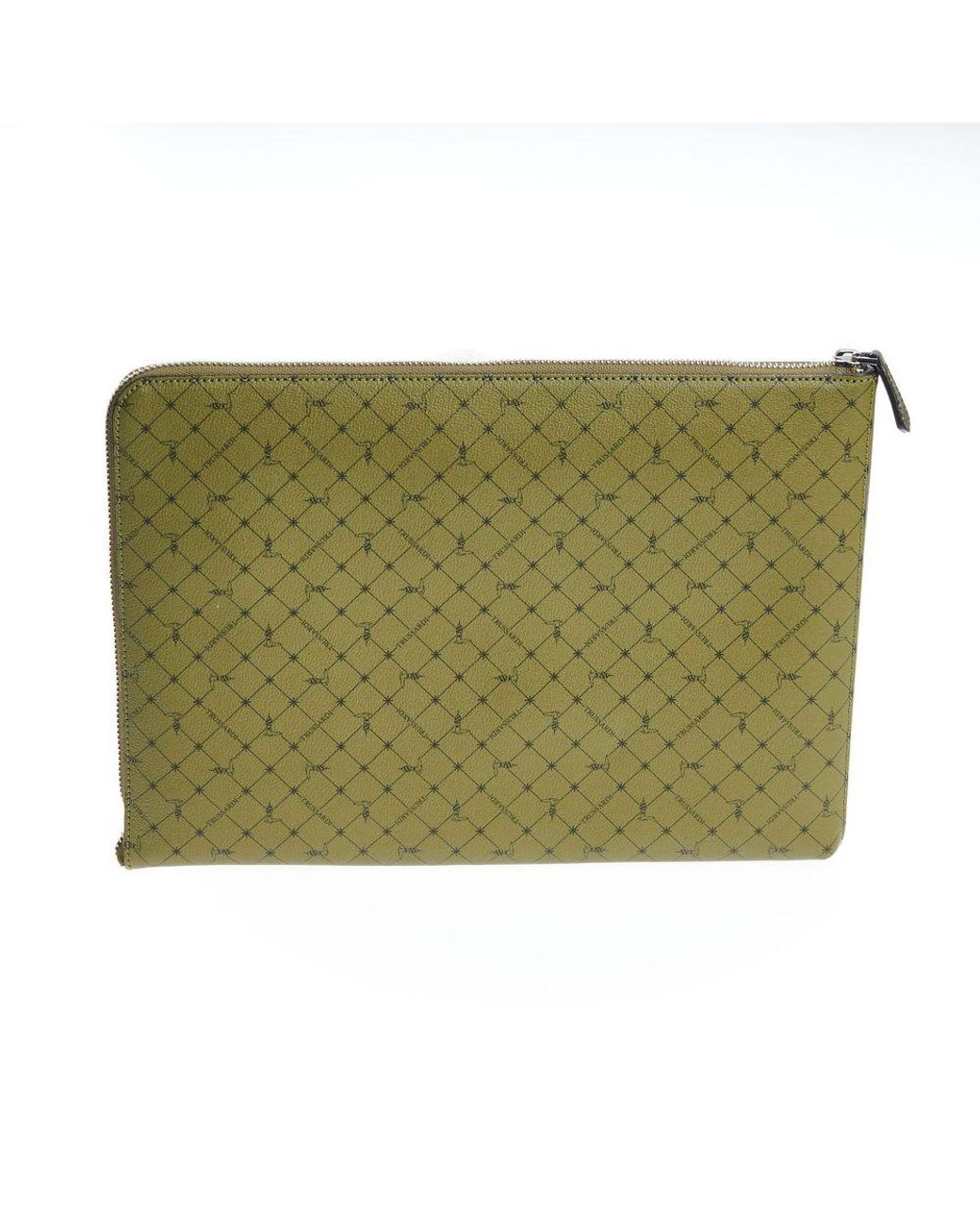 Trussardi Green Leather Clutch Bag for men