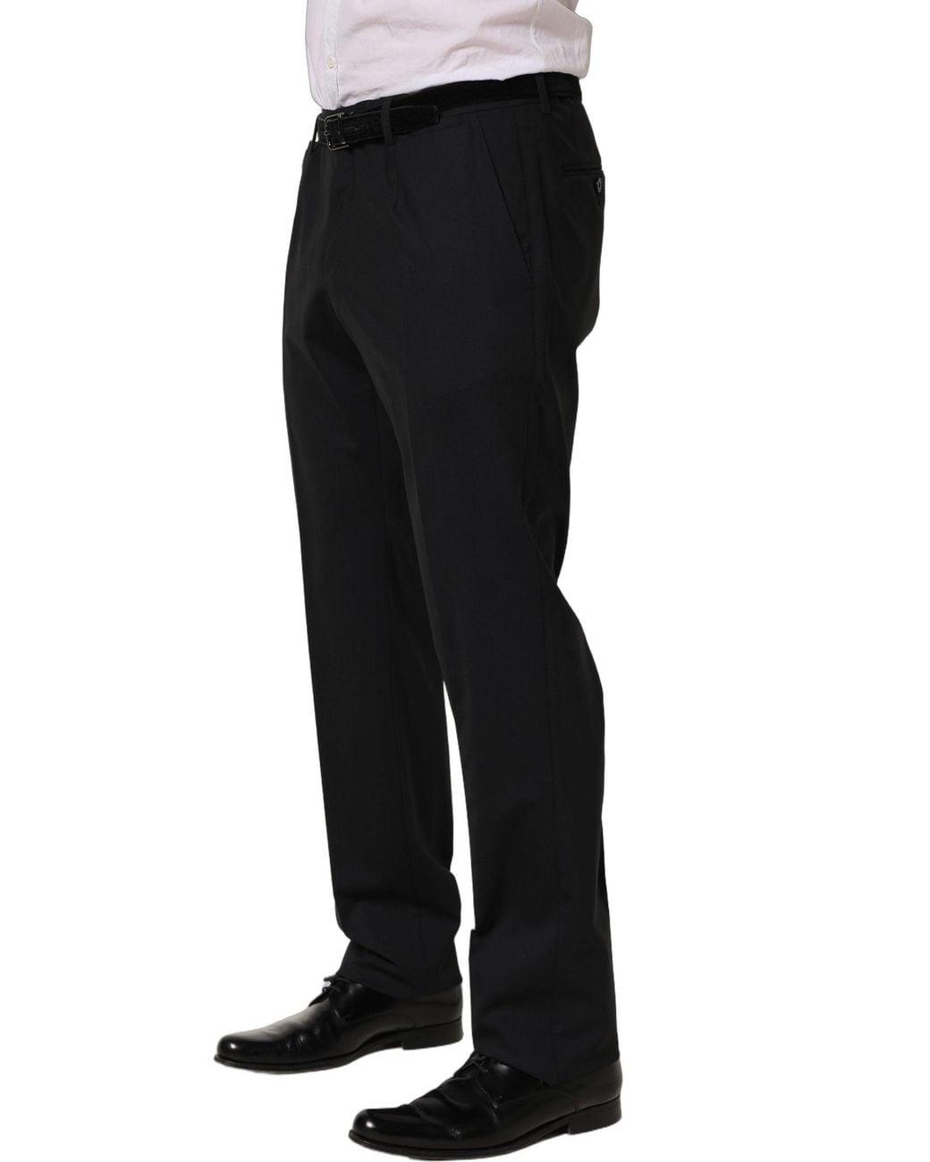 Dolce & Gabbana Black Wool Tapered Leg Dress Trouser Pants Virgin Elastane for men