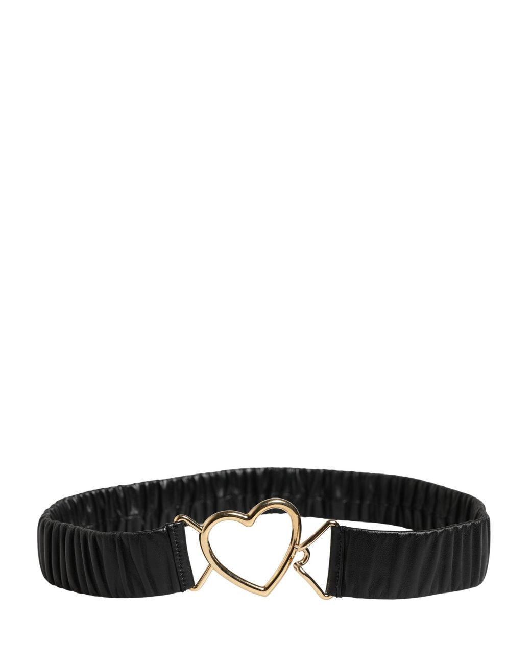 Dolce & Gabbana Black Leather Heart Metal Buckle Belt Calf