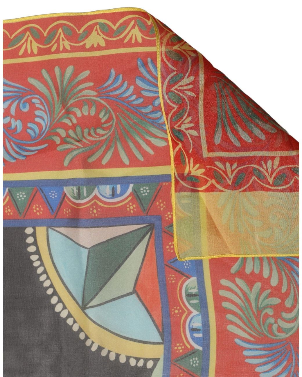 Dolce & Gabbana Orange Multicolor Silk Printed Shawl Stole Scarf