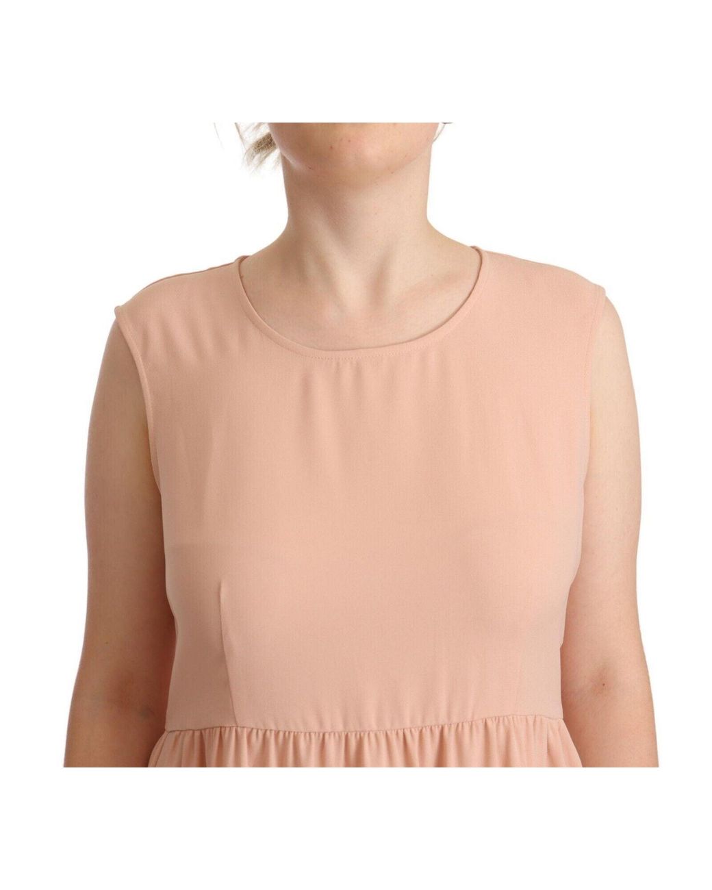 Twinset Natural Polyester Sleeveless Shift Knee Length Dress