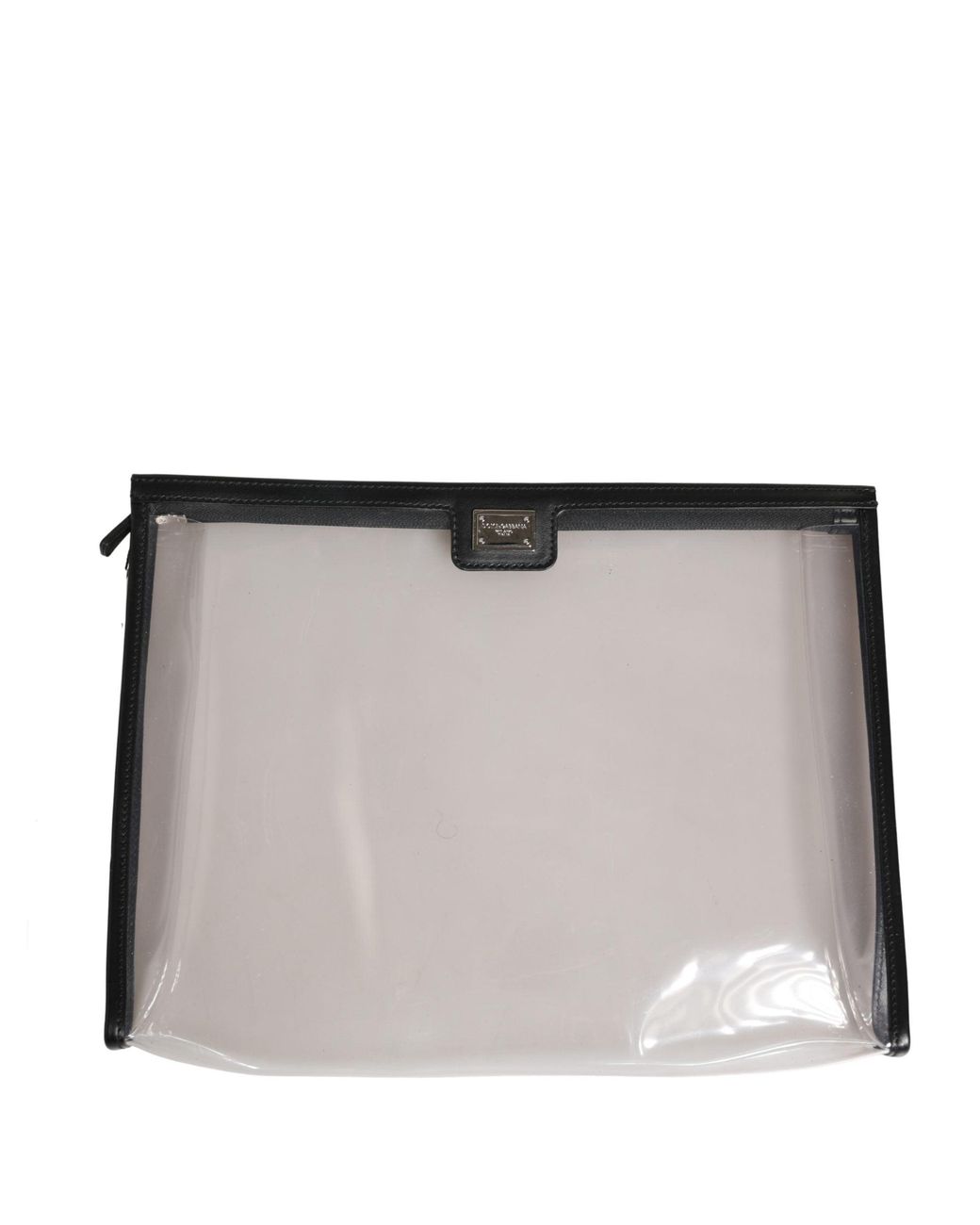 Dolce & Gabbana Gray Pvc Clutch Pouch Purse Branded Logo Plaque Bag Calf Leather