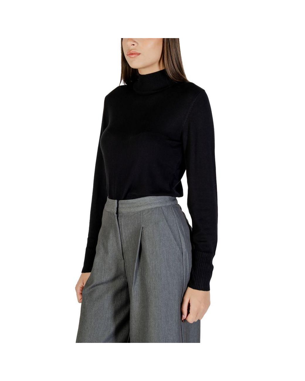 Ichi Black Viscose Turtleneck