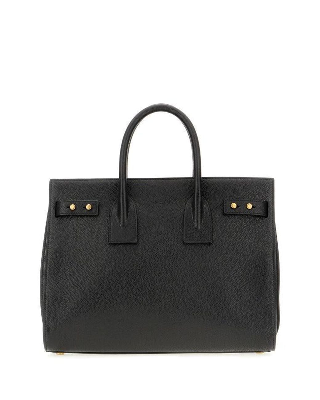 Saint Laurent Black Calf Leather Sac De Jour Handbag