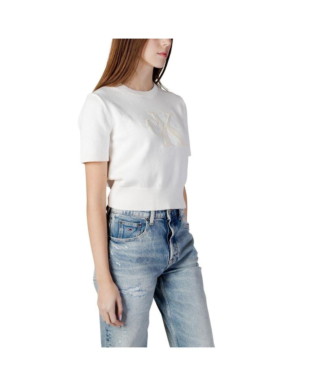 Calvin Klein Blue Beige Cotton Sweatshirt