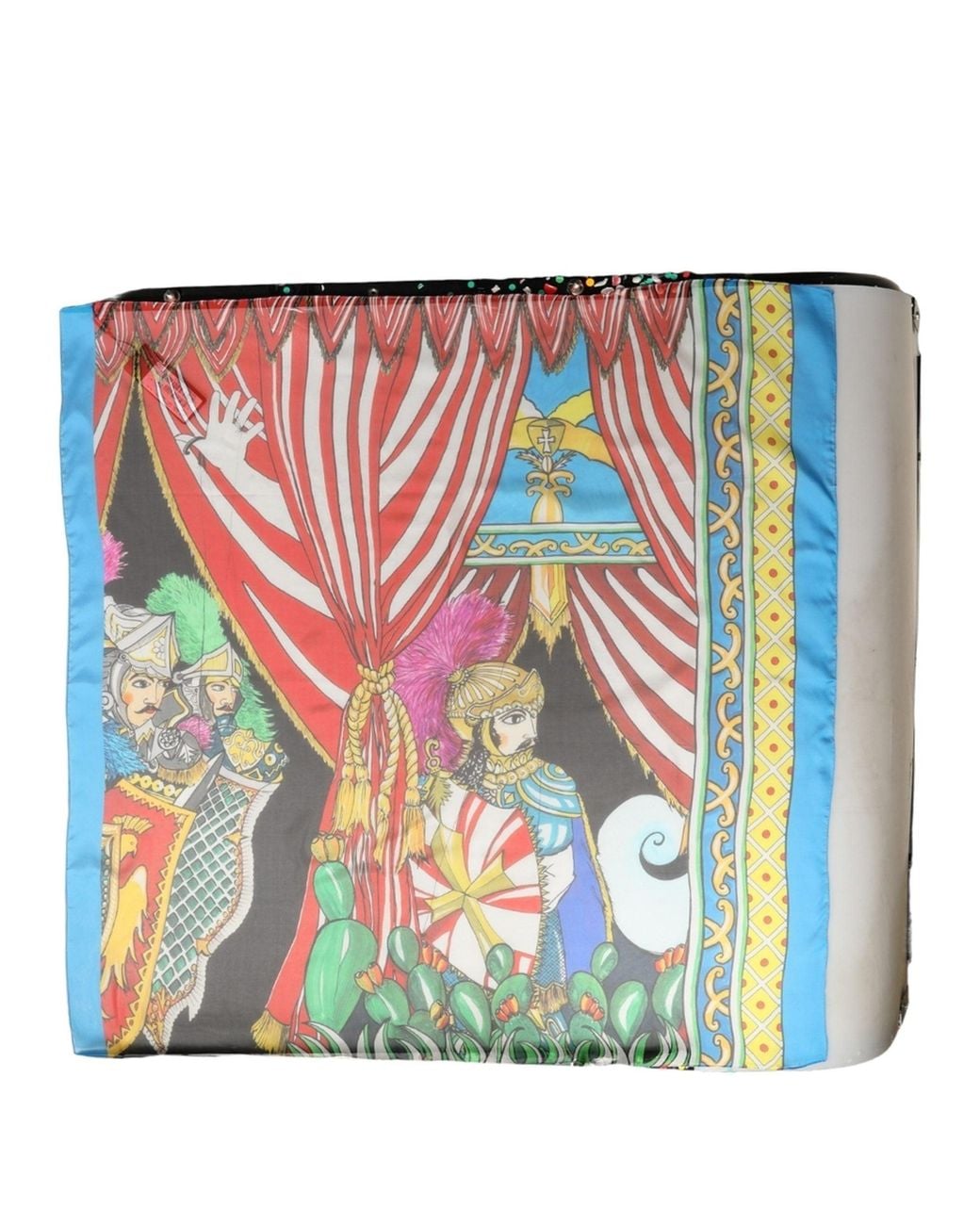 Dolce & Gabbana Blue Multicolor Silk Printed Square Foulard Scarf
