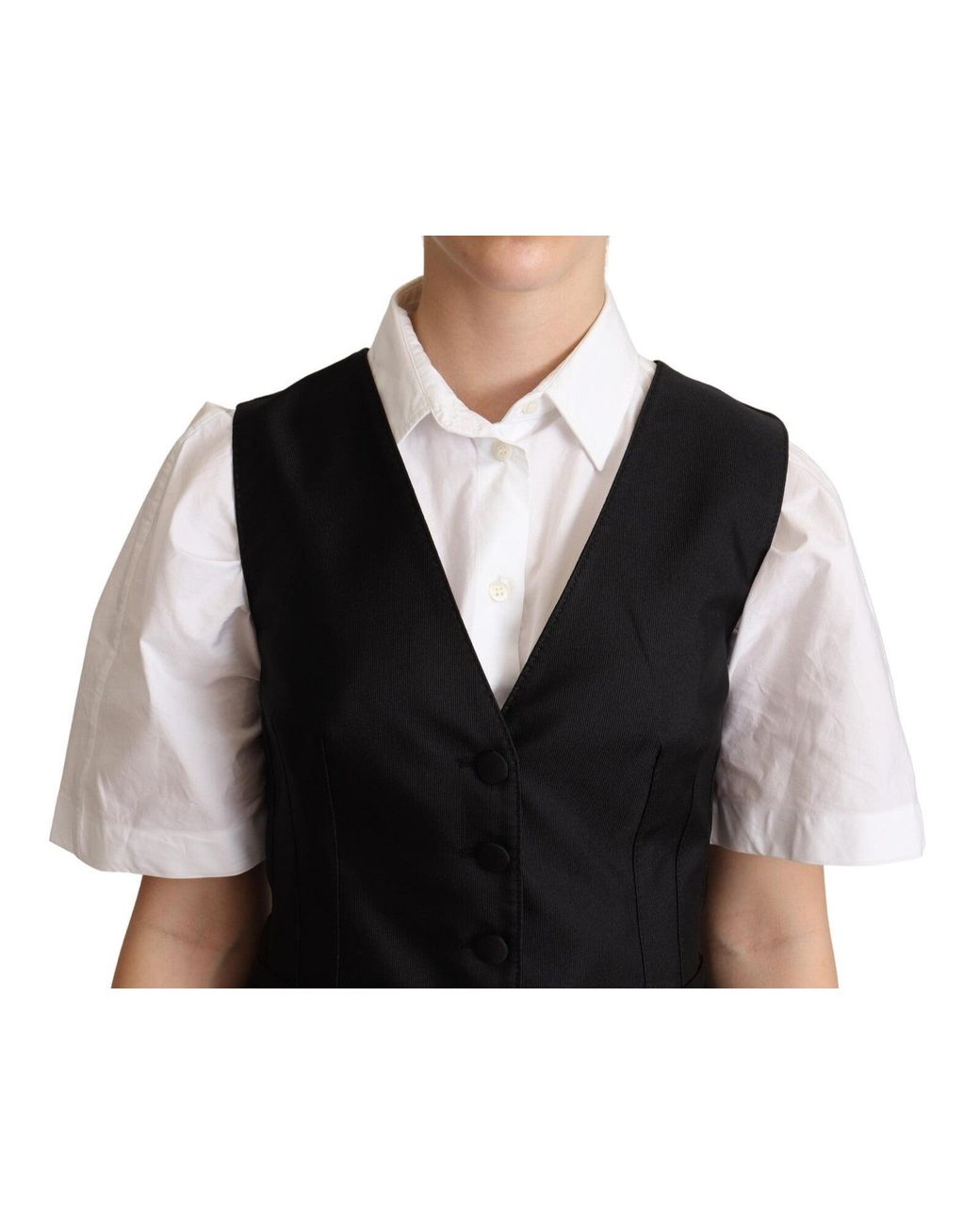 Dolce & Gabbana Black Silk Sleeveless Waistcoat Vest