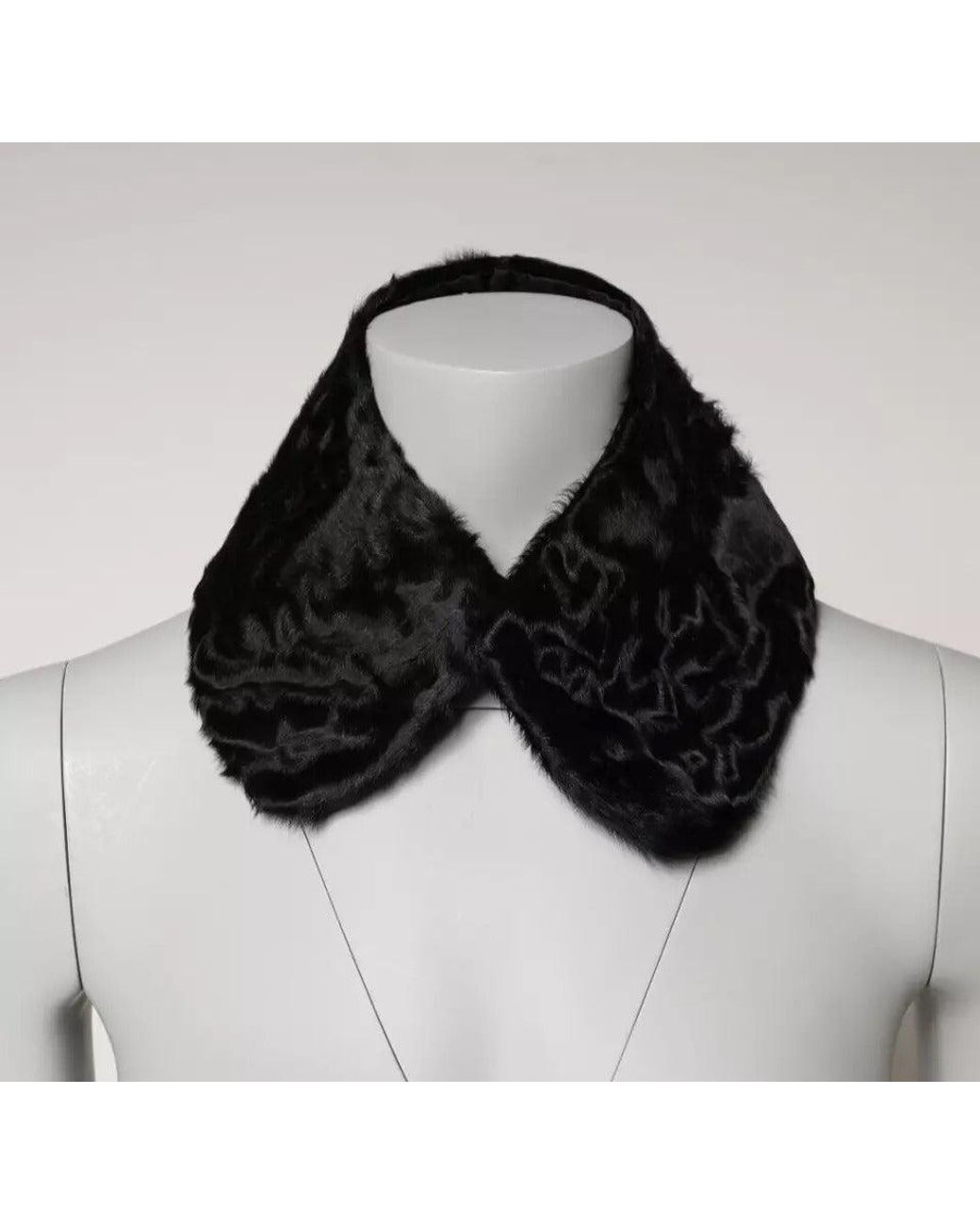 Dolce & Gabbana Black Lamb Fur Collar Neck Wrap Scarf