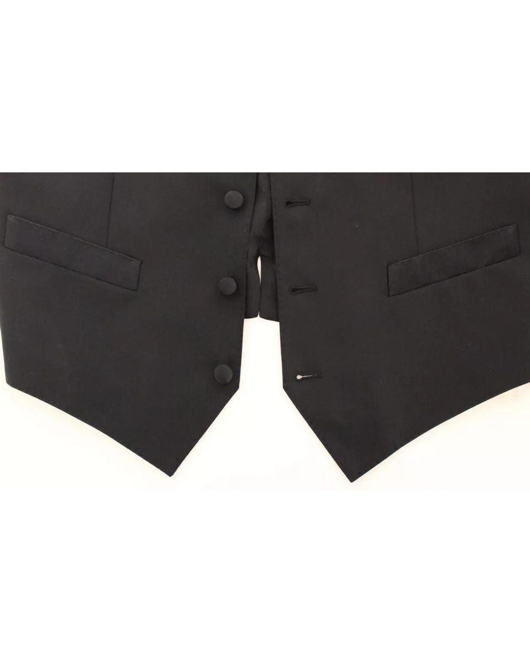 Dolce & Gabbana Black Wool Silk Dress Gilet Jacket Vest