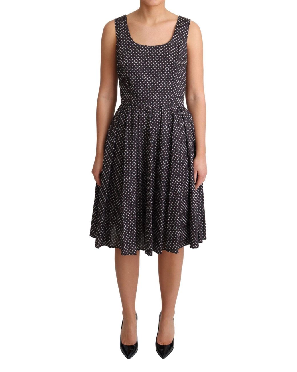 Dolce & Gabbana Black Floral Cotton A-Line Stretch Dress