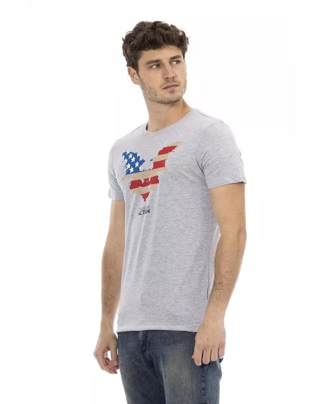 TRUSSARDI ACTION White Gray Cotton Men T for men