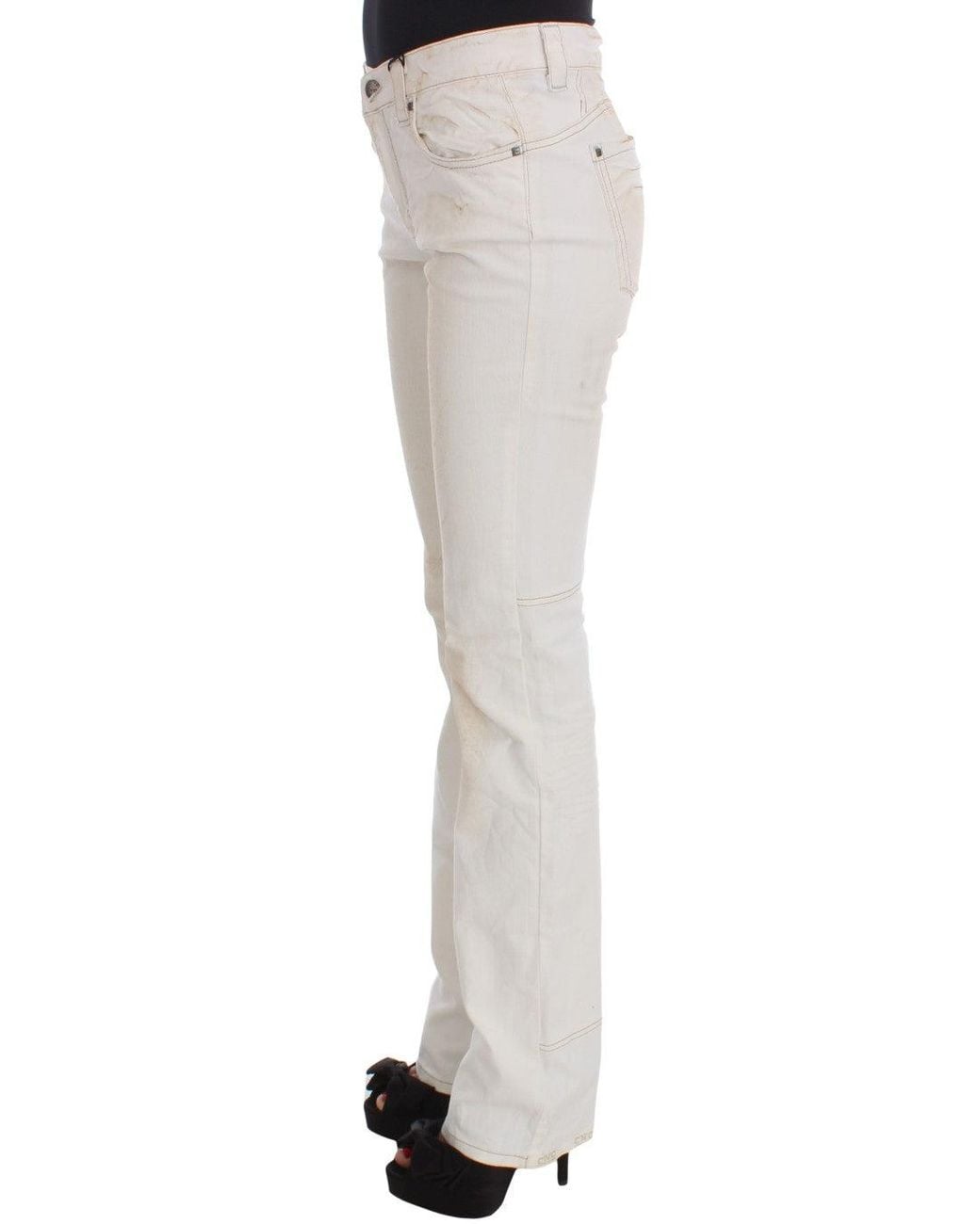 CoSTUME NATIONAL White Cotton Slim Fit Bootcut Jeans