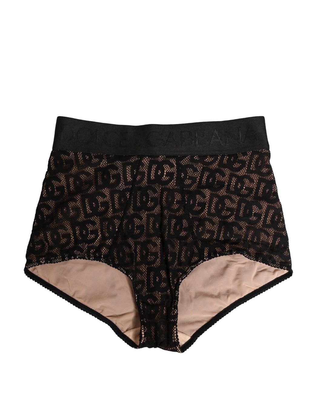 Dolce & Gabbana Black Cotton Dg Logo High Waist Girdle Underwear Elastane Nylon Clothing