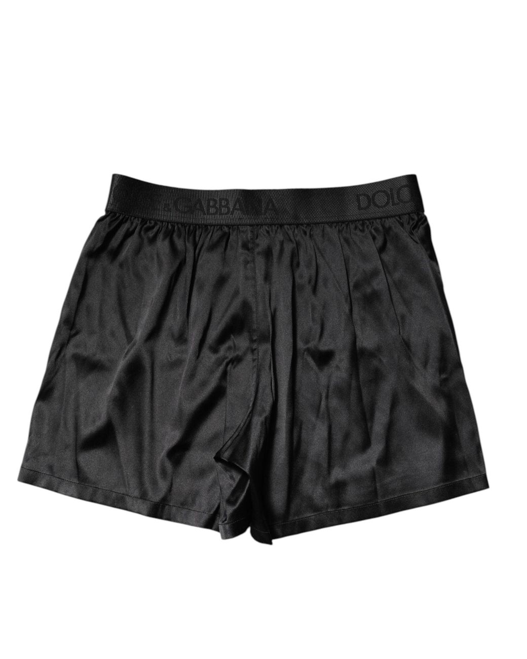 Dolce & Gabbana Black Logo Waist Regular Boxer Shorts Underwear Silk for men