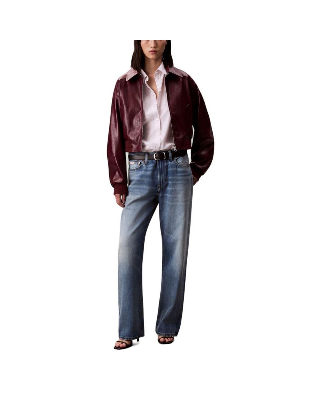 Calvin Klein Red Bordeaux Polyethylene Leather Jacket